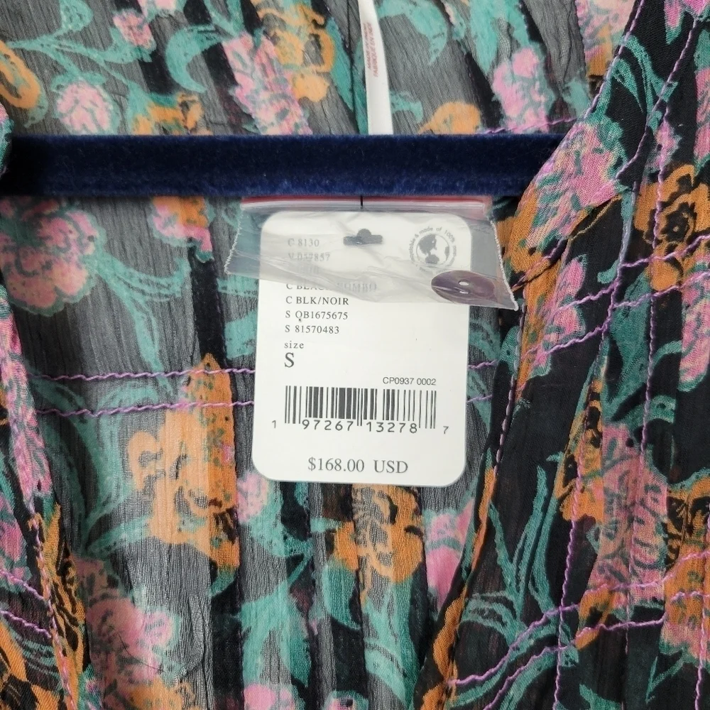 NWT Free People See It Through Floral Pleated Boho Maxi Dress Size Small - Picture 15 of 15